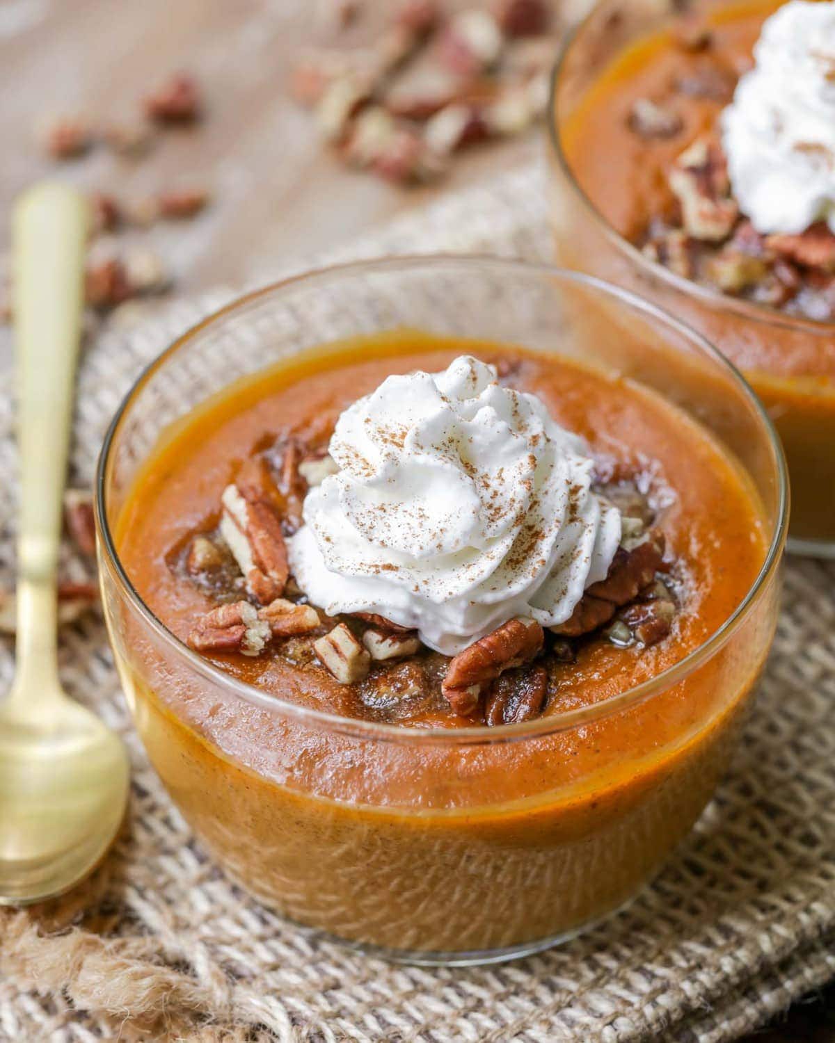 Pumpkin Custard Recipe with whipped cream