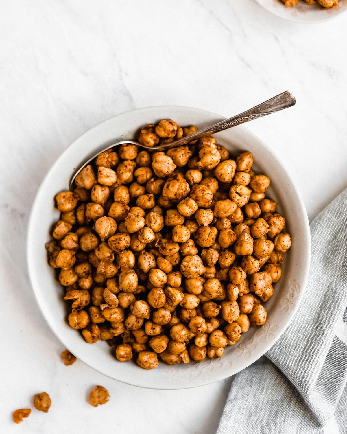 Roasted Chickpeas recipe in white bowl