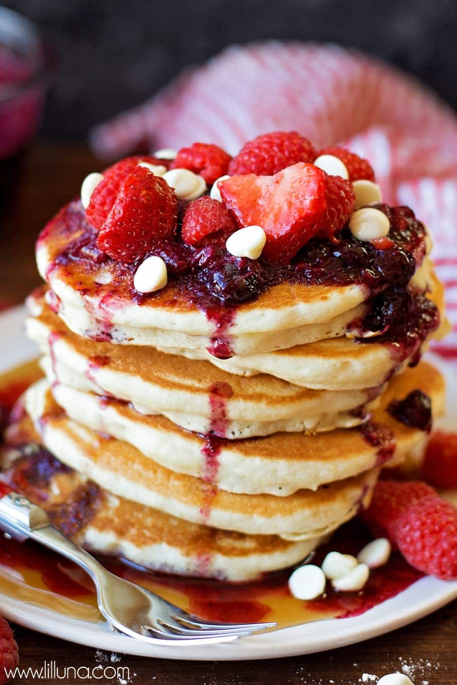 White Chocolate Berry Pancakes {15 Minute Breakfast}